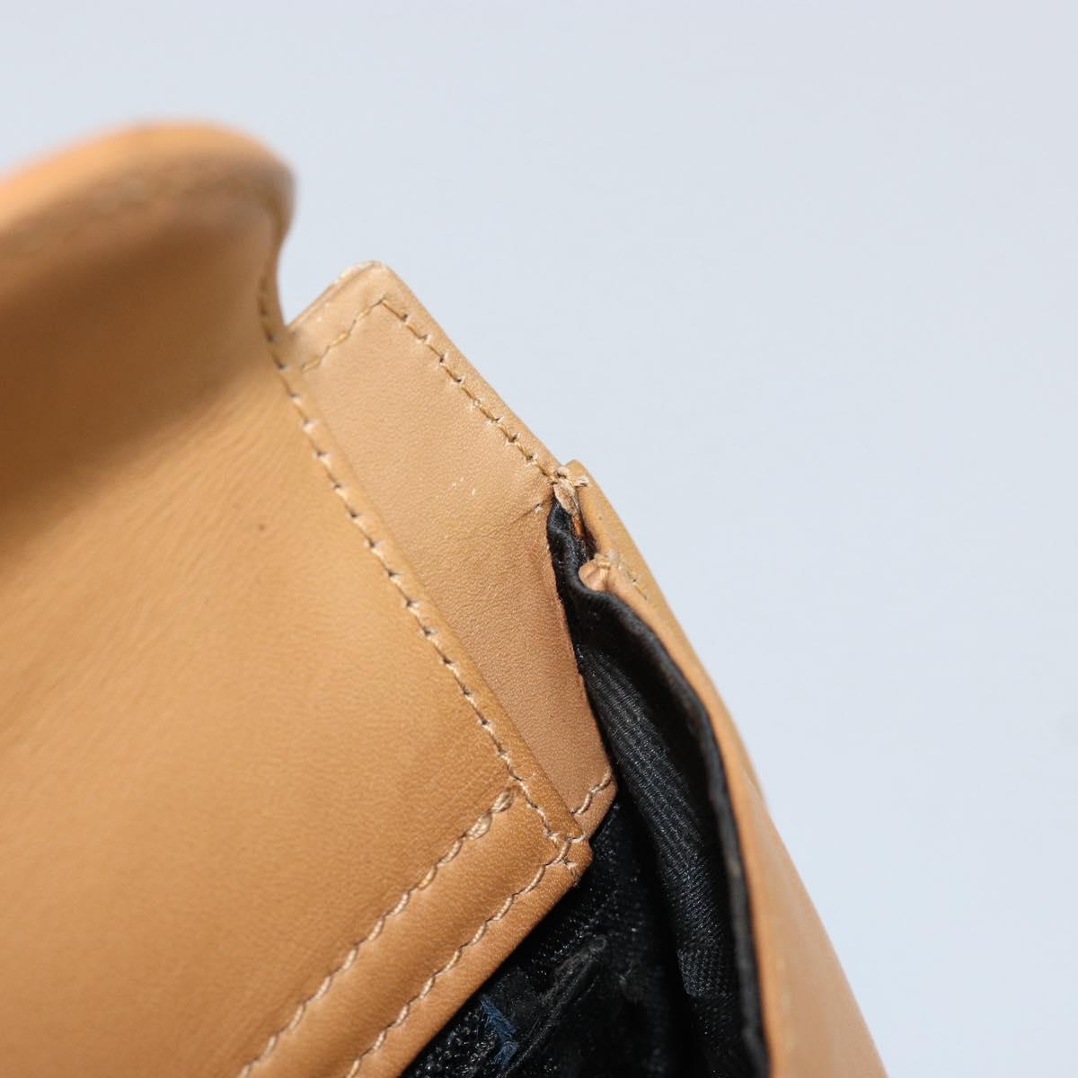 Salvatore Ferragamo Gancini Hand Bag Leather Beige Gold Auth 154675