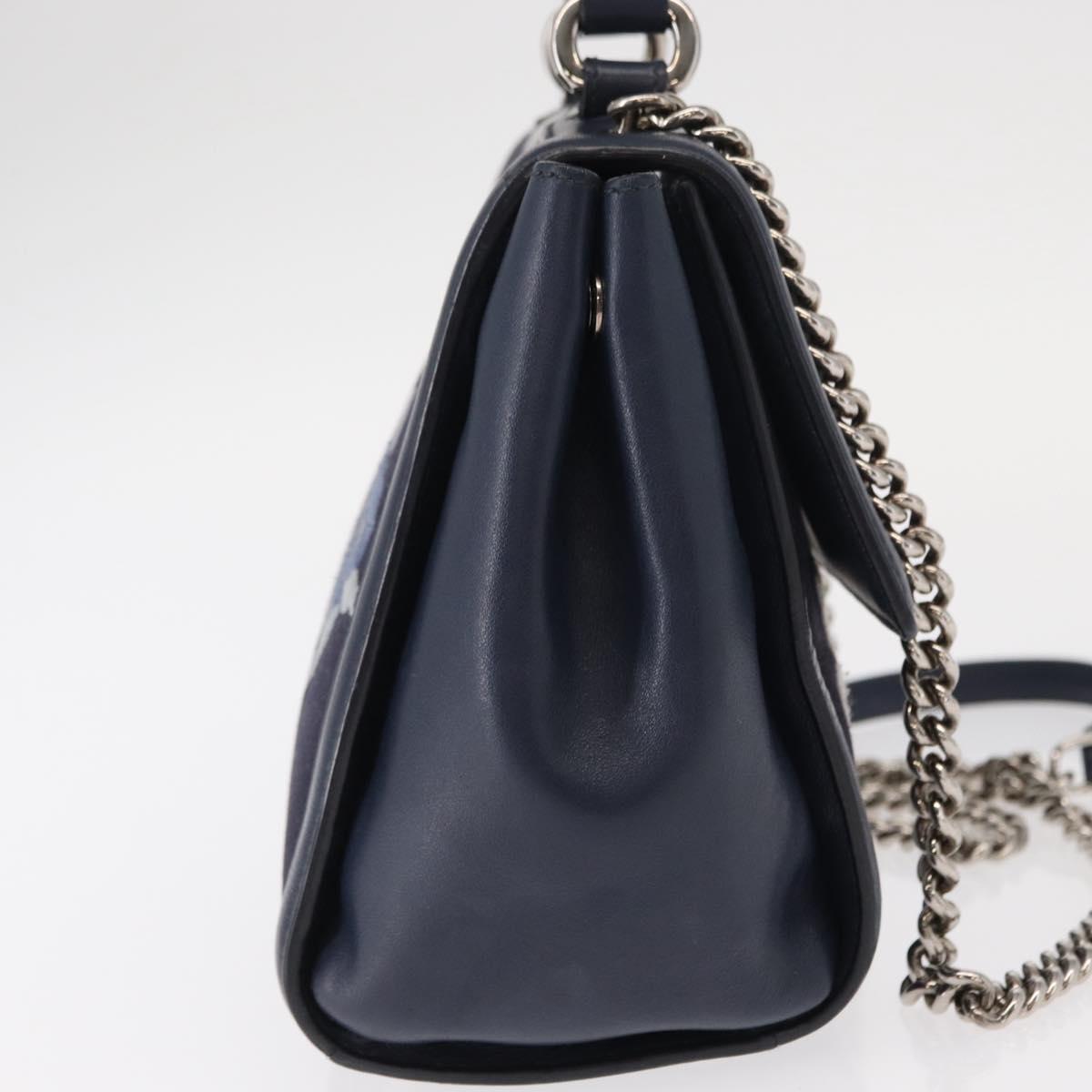 Salvatore Ferragamo Vala Hand Bag Denim 2way Navy Silver Auth 154676V