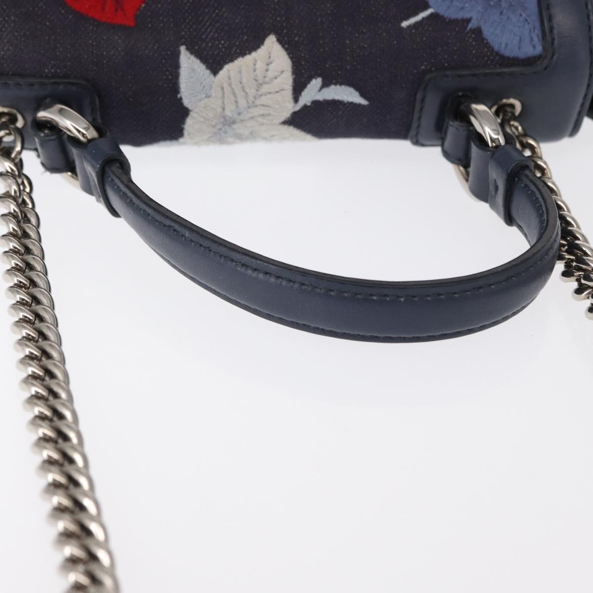 Salvatore Ferragamo Vala Hand Bag Denim 2way Navy Silver Auth 154676V
