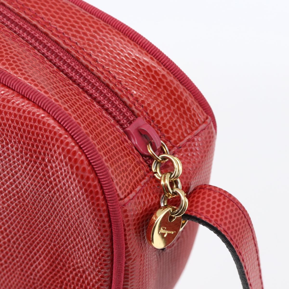 Salvatore Ferragamo Vala Shoulder Bag Leather Red Gold Auth 154677