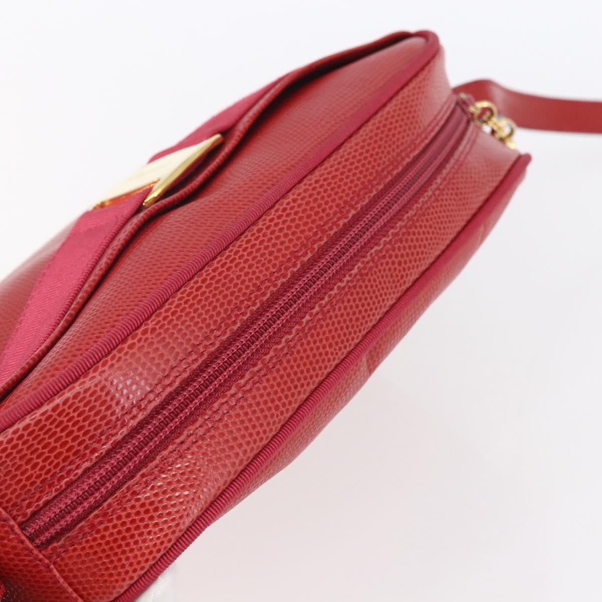 Salvatore Ferragamo Vala Shoulder Bag Leather Red Gold Auth 154677