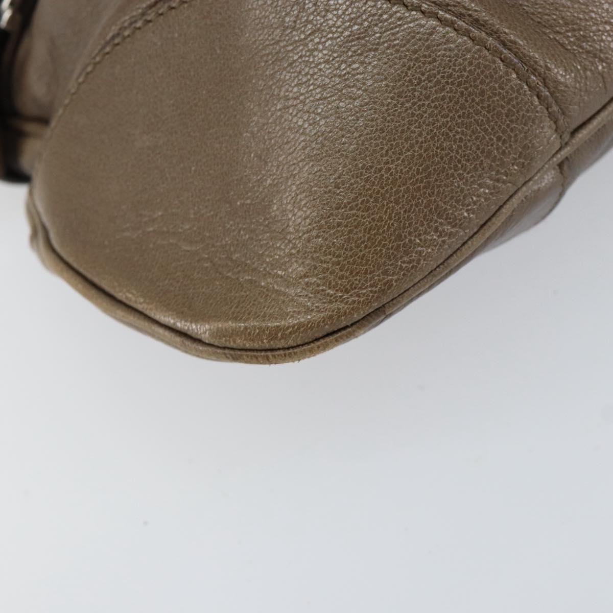 Salvatore Ferragamo Gancini Hand Bag Leather Brown Silver Auth 154678