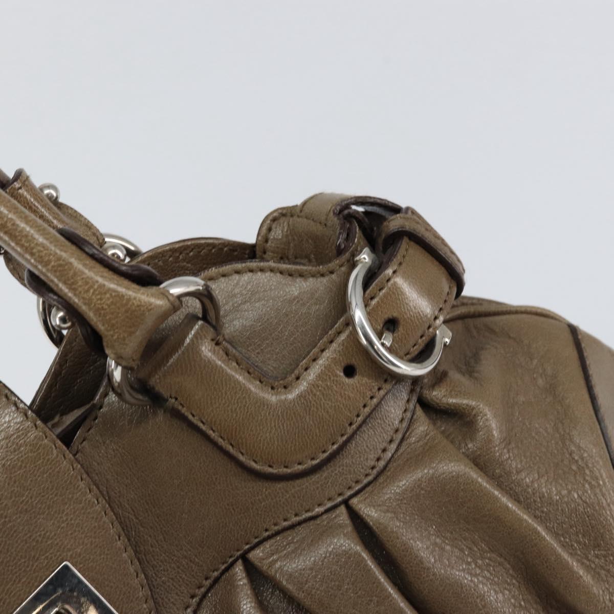 Salvatore Ferragamo Gancini Hand Bag Leather Brown Silver Auth 154678