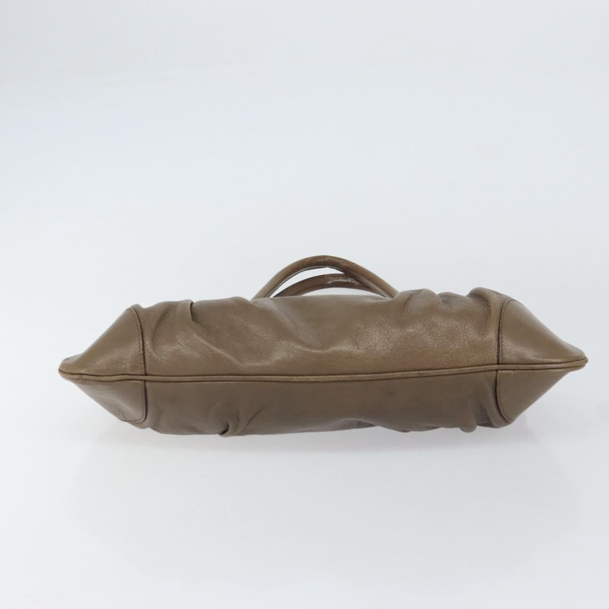 Salvatore Ferragamo Gancini Hand Bag Leather Brown Silver Auth 154678