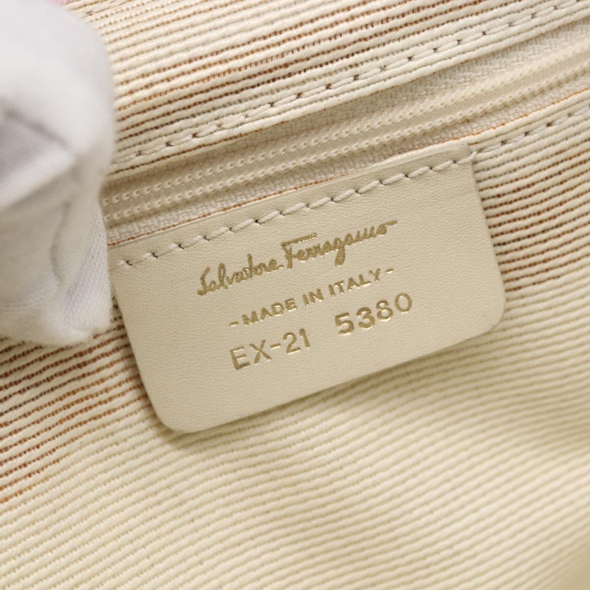 Salvatore Ferragamo Gancini Shoulder Bag Canvas Pink Gold Auth 154679