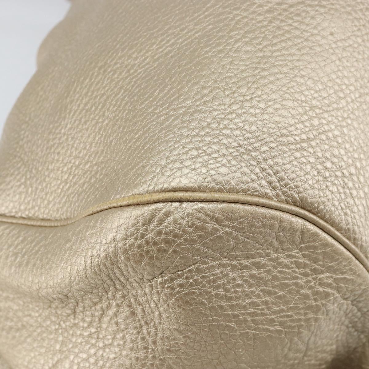 Salvatore Ferragamo Gancini Hand Bag Leather Gold Auth 154680