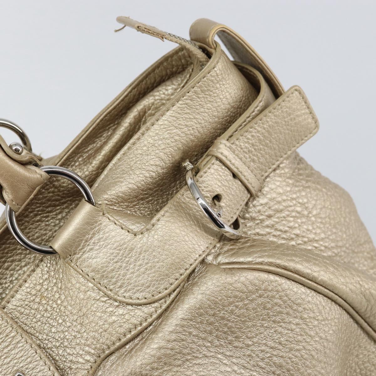 Salvatore Ferragamo Gancini Hand Bag Leather Gold Auth 154680