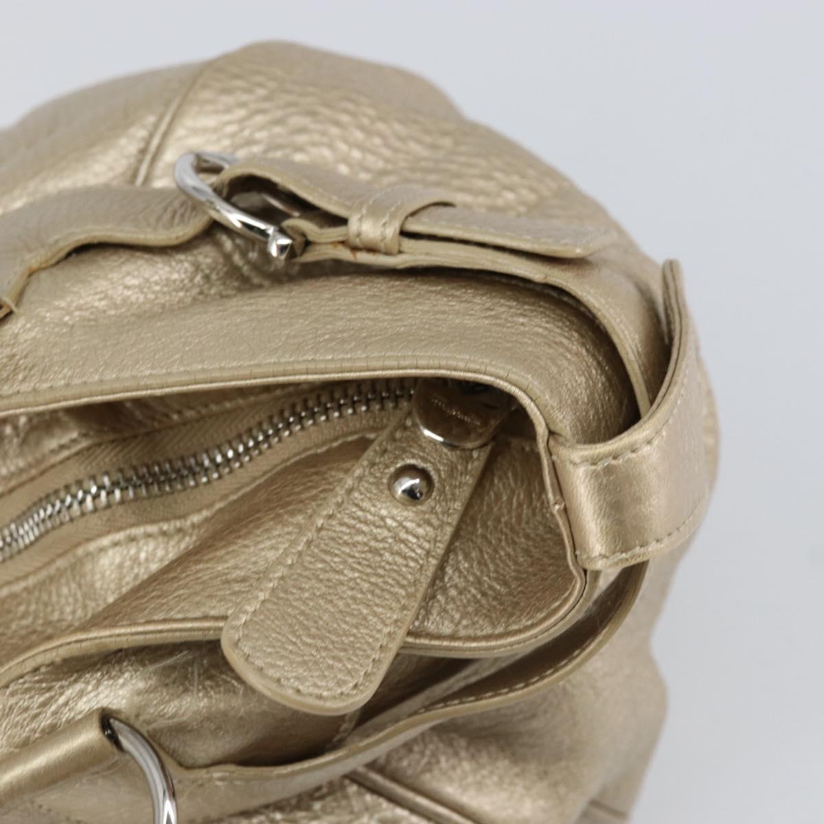 Salvatore Ferragamo Gancini Hand Bag Leather Gold Auth 154680