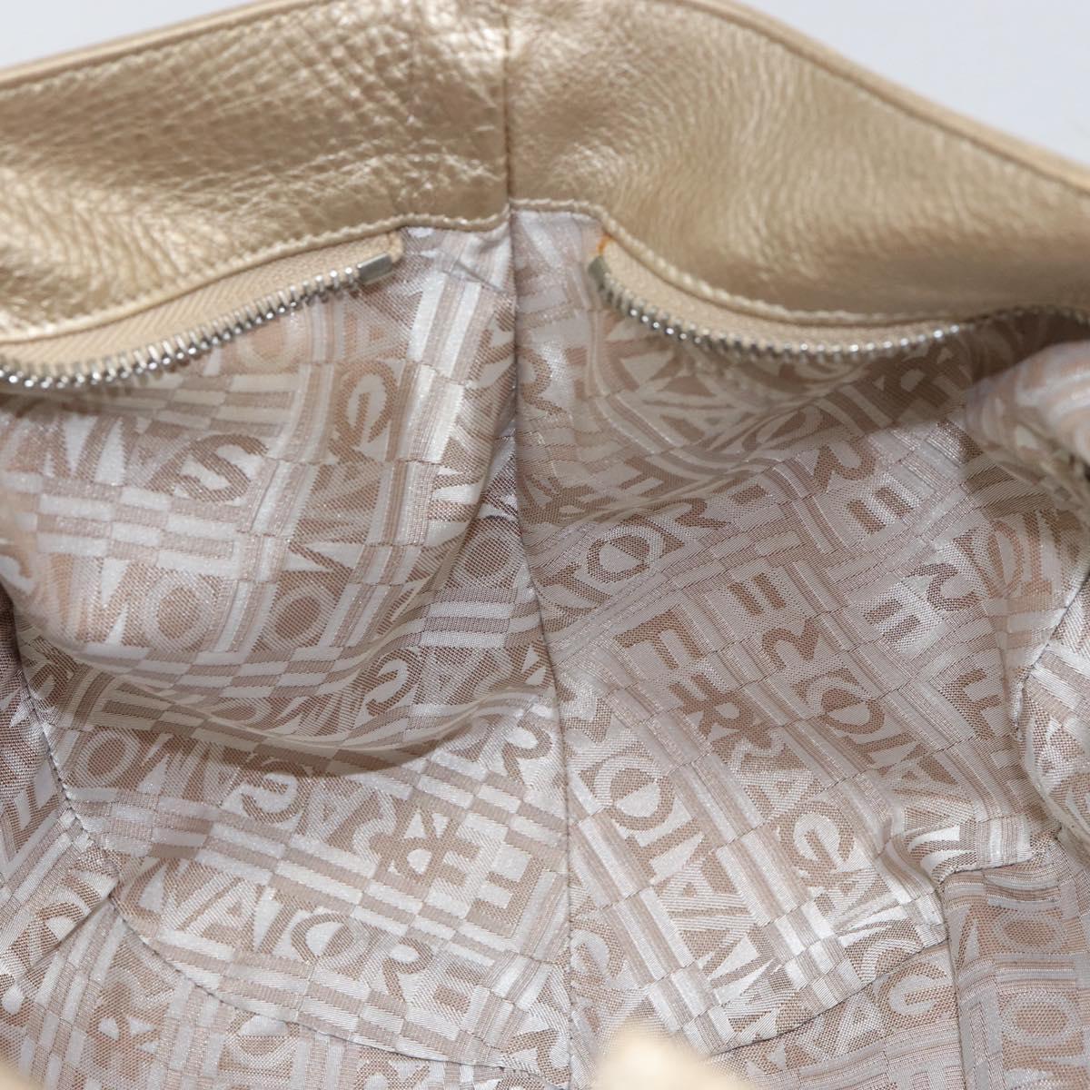 Salvatore Ferragamo Gancini Hand Bag Leather Gold Auth 154680