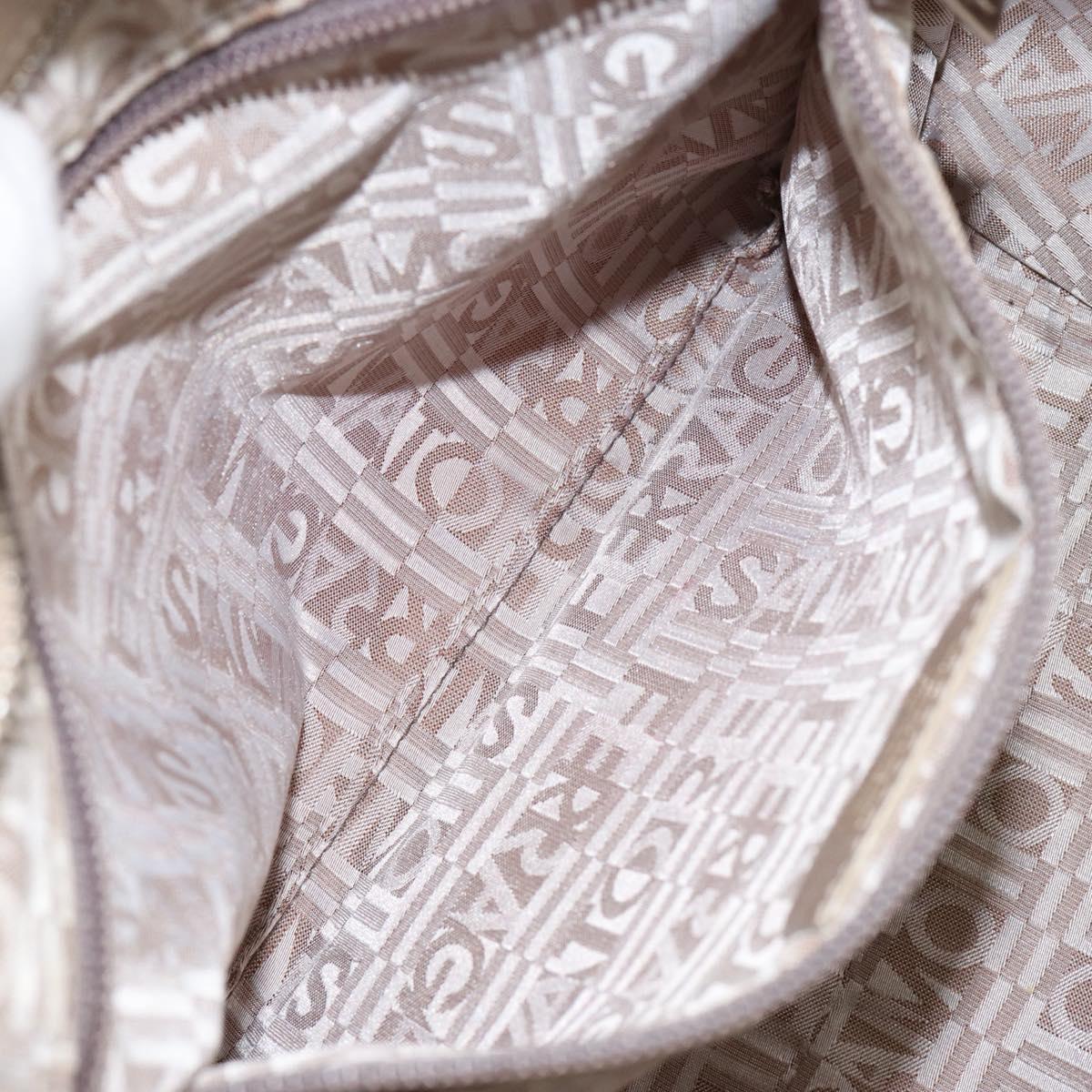 Salvatore Ferragamo Gancini Hand Bag Leather Gold Auth 154680