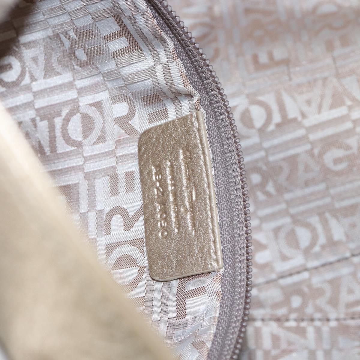 Salvatore Ferragamo Gancini Hand Bag Leather Gold Auth 154680