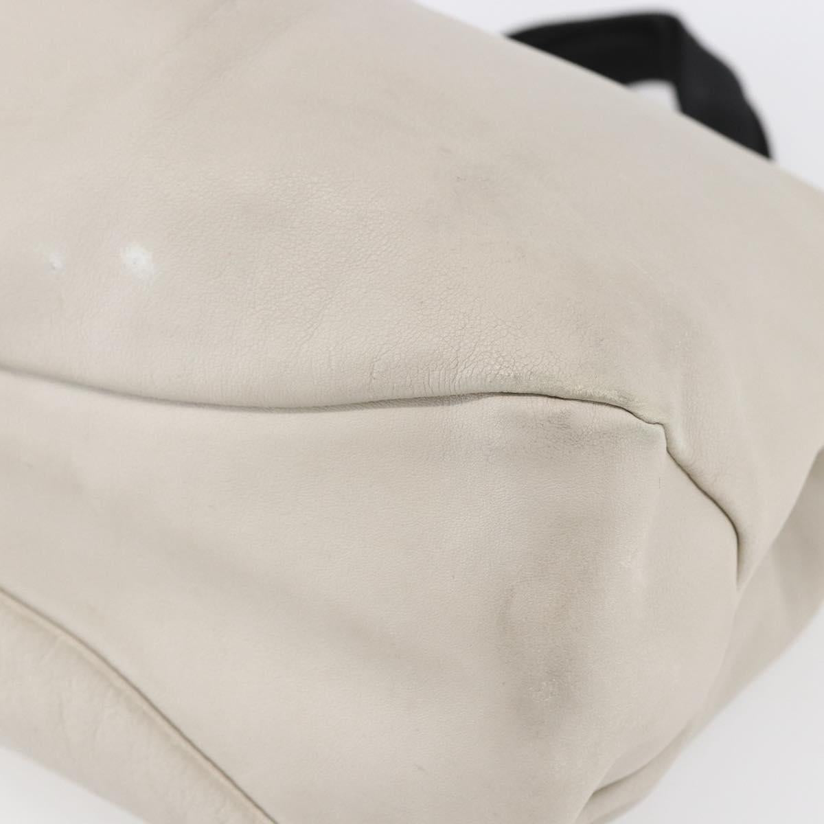 Salvatore Ferragamo Vala Hand Bag Leather Ivory Auth 154681