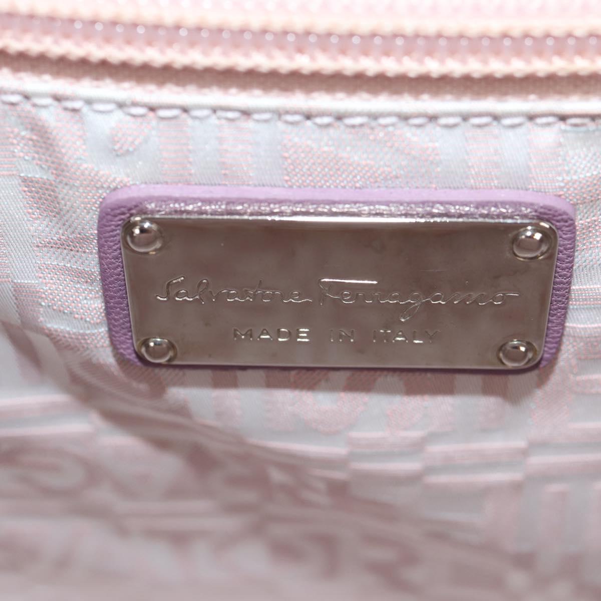 Salvatore Ferragamo Gancini Hand Bag Rattan Beige Silver Auth 154682A