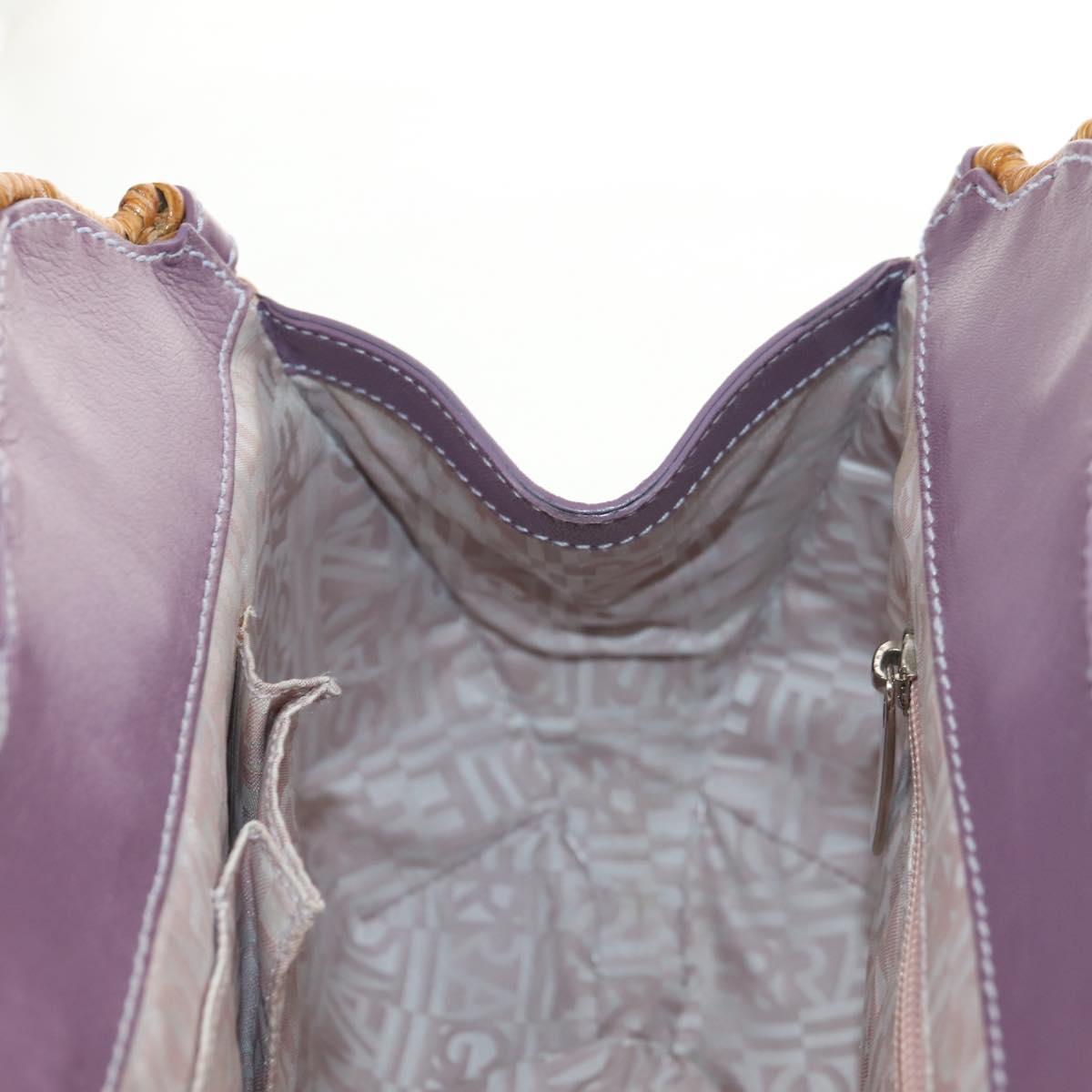 Salvatore Ferragamo Gancini Hand Bag Rattan Beige Silver Auth 154682A