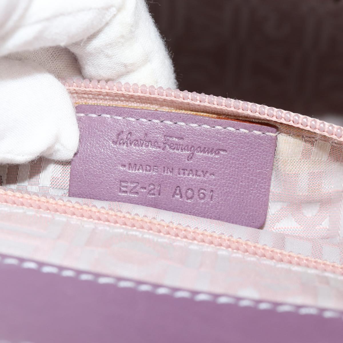 Salvatore Ferragamo Gancini Hand Bag Rattan Beige Silver Auth 154682A