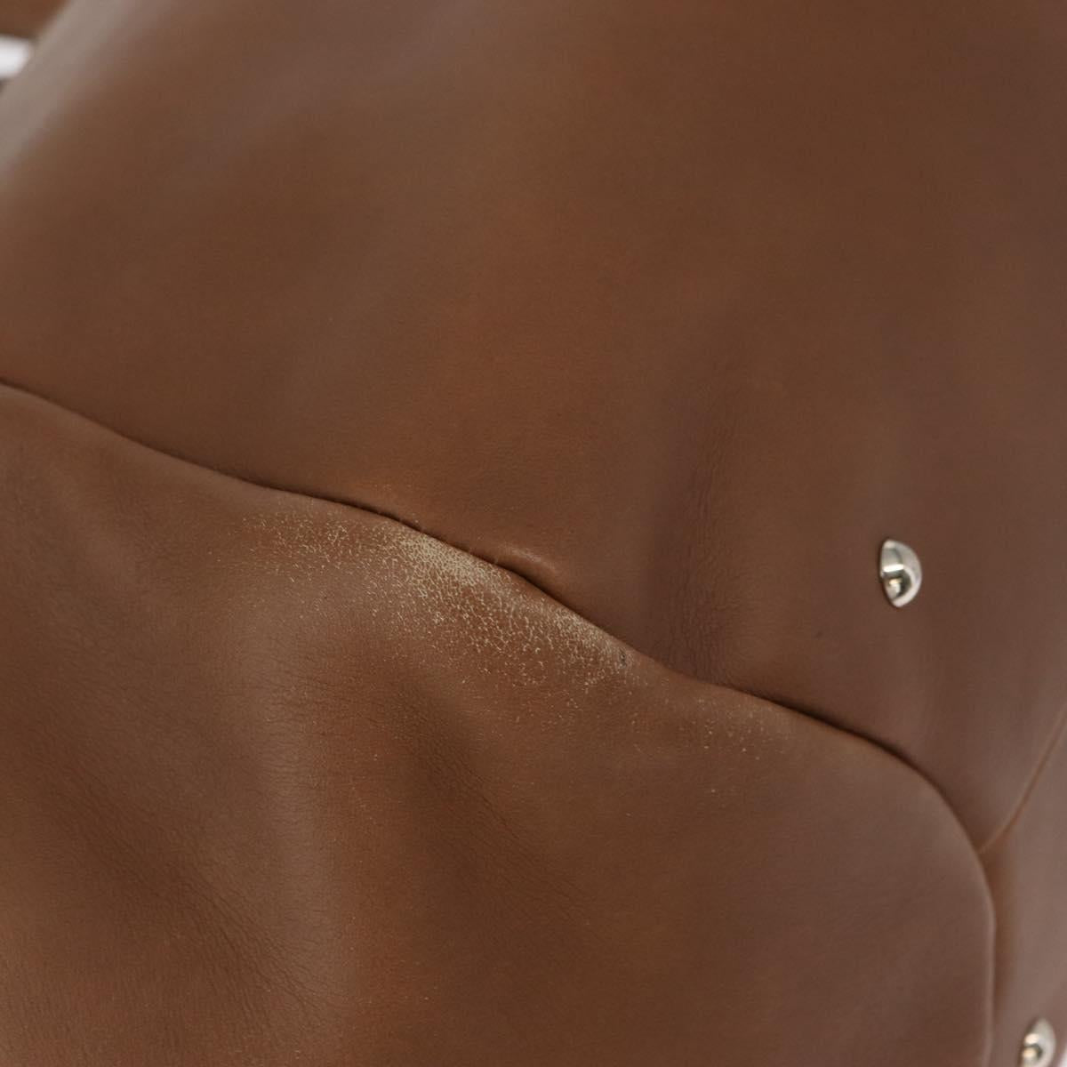 Salvatore Ferragamo Hand Bag Leather Brown Silver Auth 154683