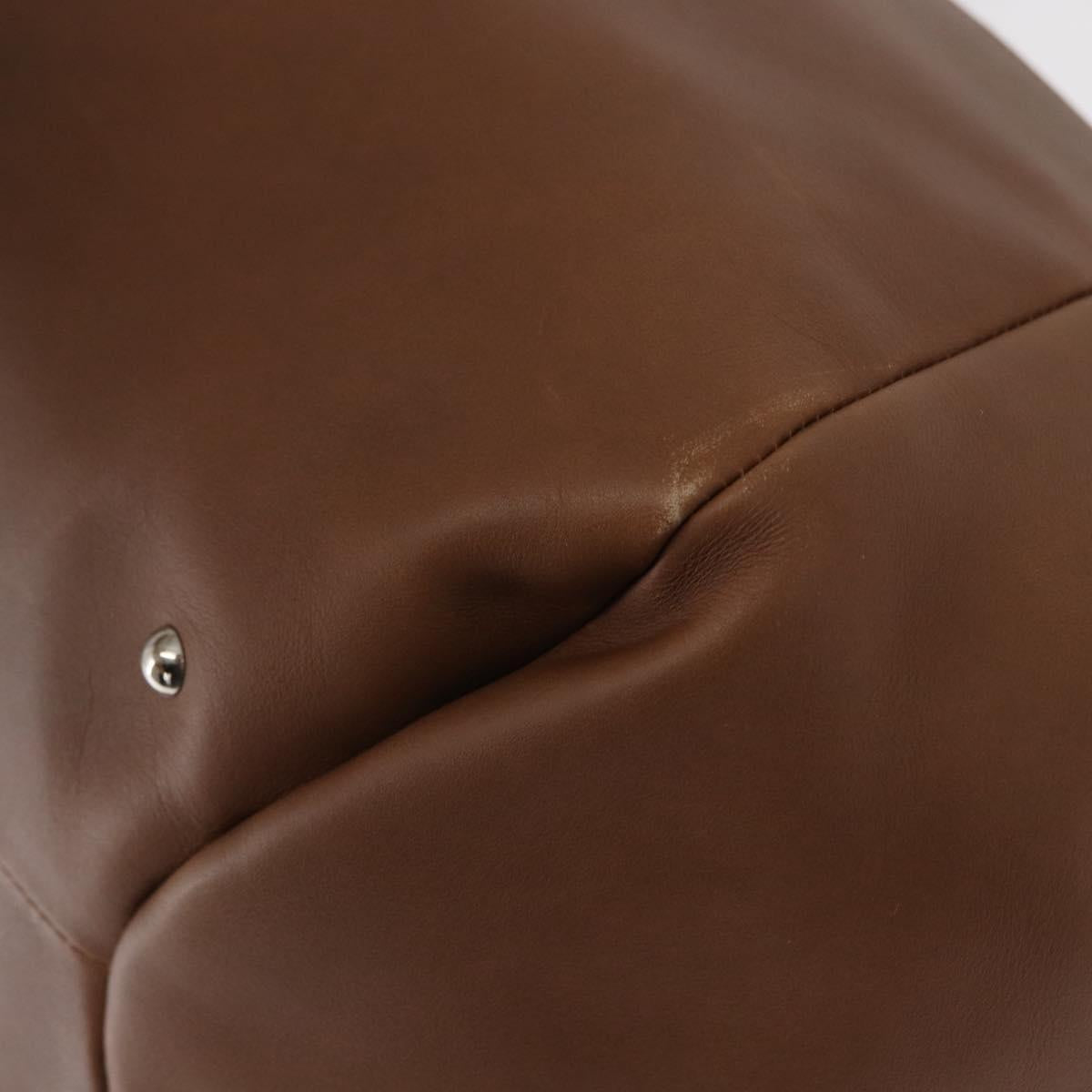 Salvatore Ferragamo Hand Bag Leather Brown Silver Auth 154683