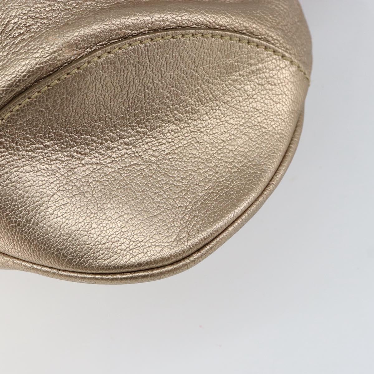 Salvatore Ferragamo Gancini Hand Bag Leather Gold Auth 154684