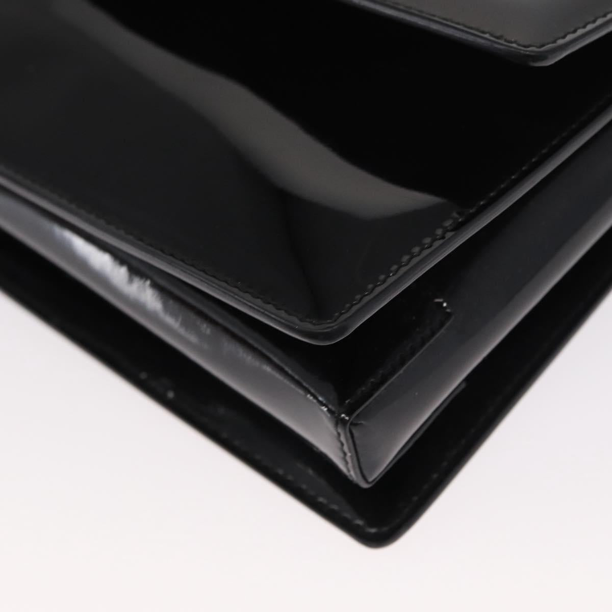 Salvatore Ferragamo Vala Chain Shoulder Bag Enamel Black Gold Auth 154685