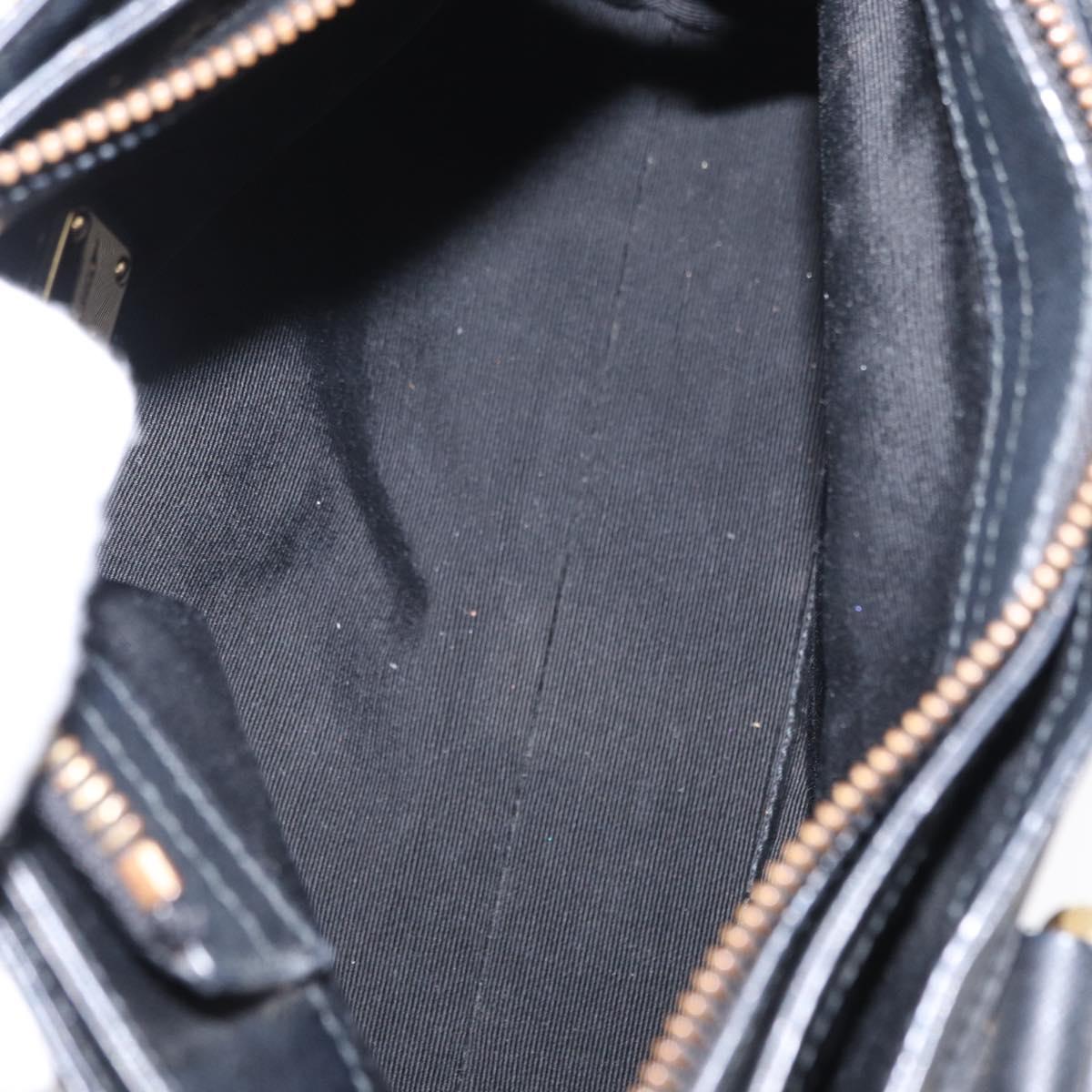 Salvatore Ferragamo Gancini Hand Bag Nylon 2way Black Gold Auth 154686