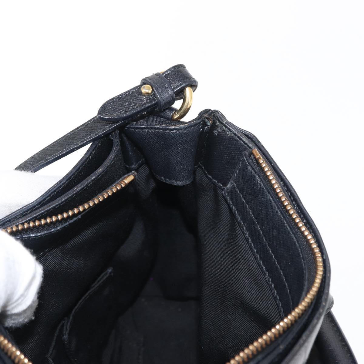 Salvatore Ferragamo Gancini Hand Bag Nylon 2way Black Gold Auth 154686
