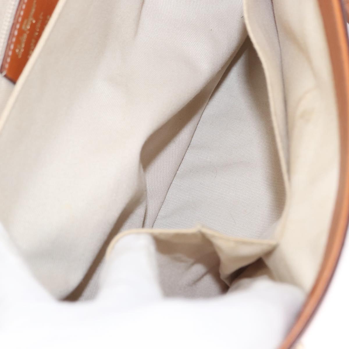 Salvatore Ferragamo Gancini Shoulder Bag Leather Brown Gold Auth 154688