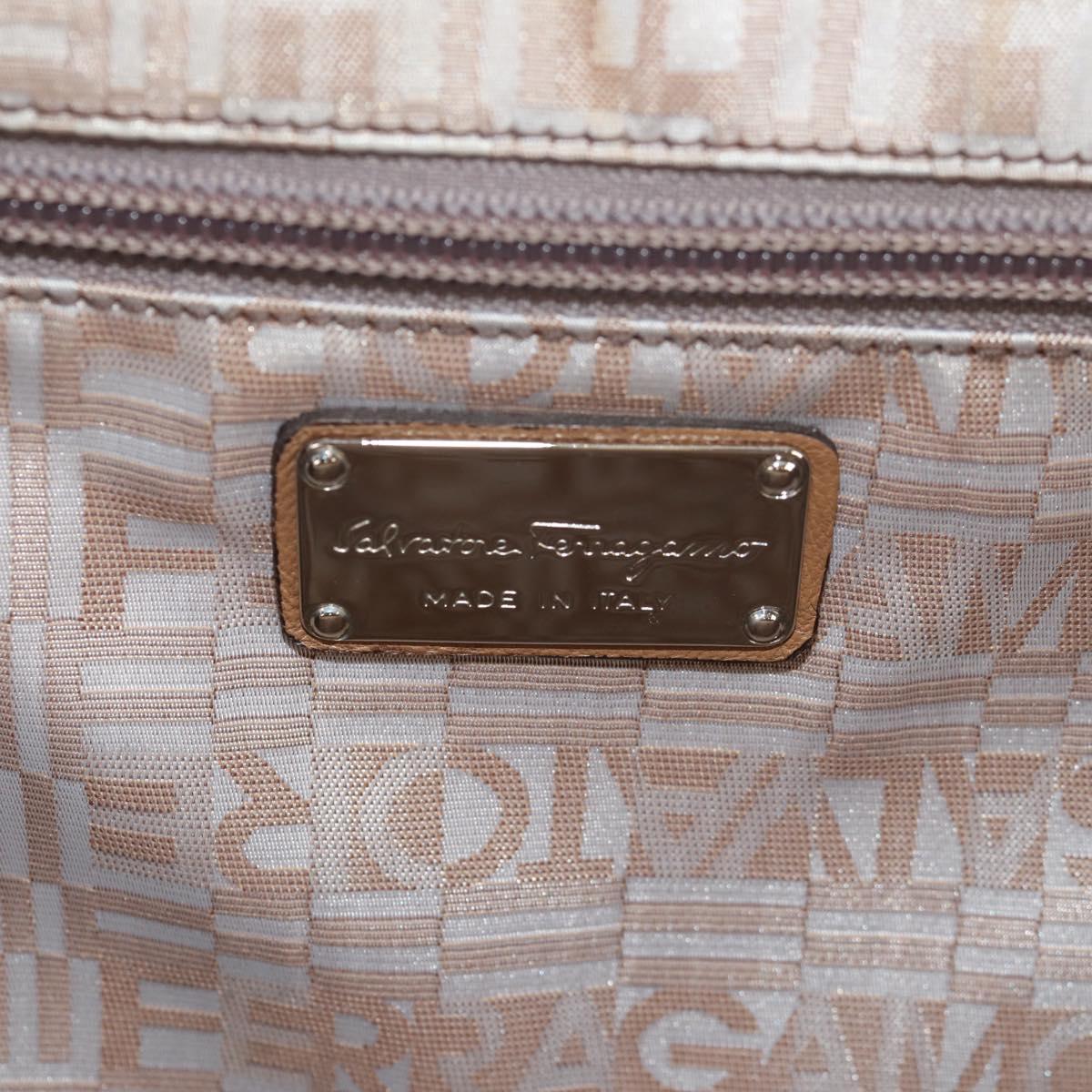Salvatore Ferragamo Gancini Hand Bag Rattan Beige Silver Auth 154690V