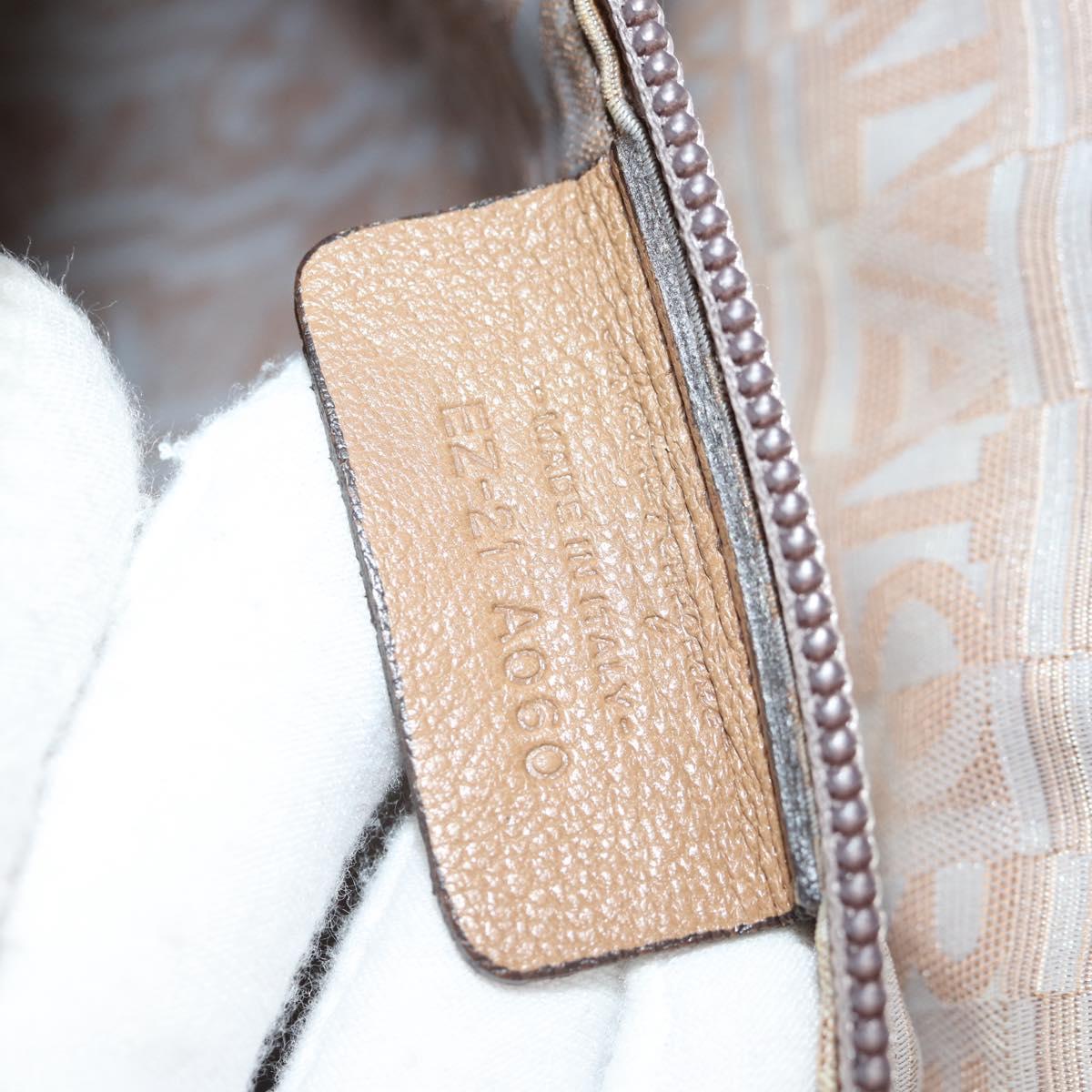 Salvatore Ferragamo Gancini Hand Bag Rattan Beige Silver Auth 154690A