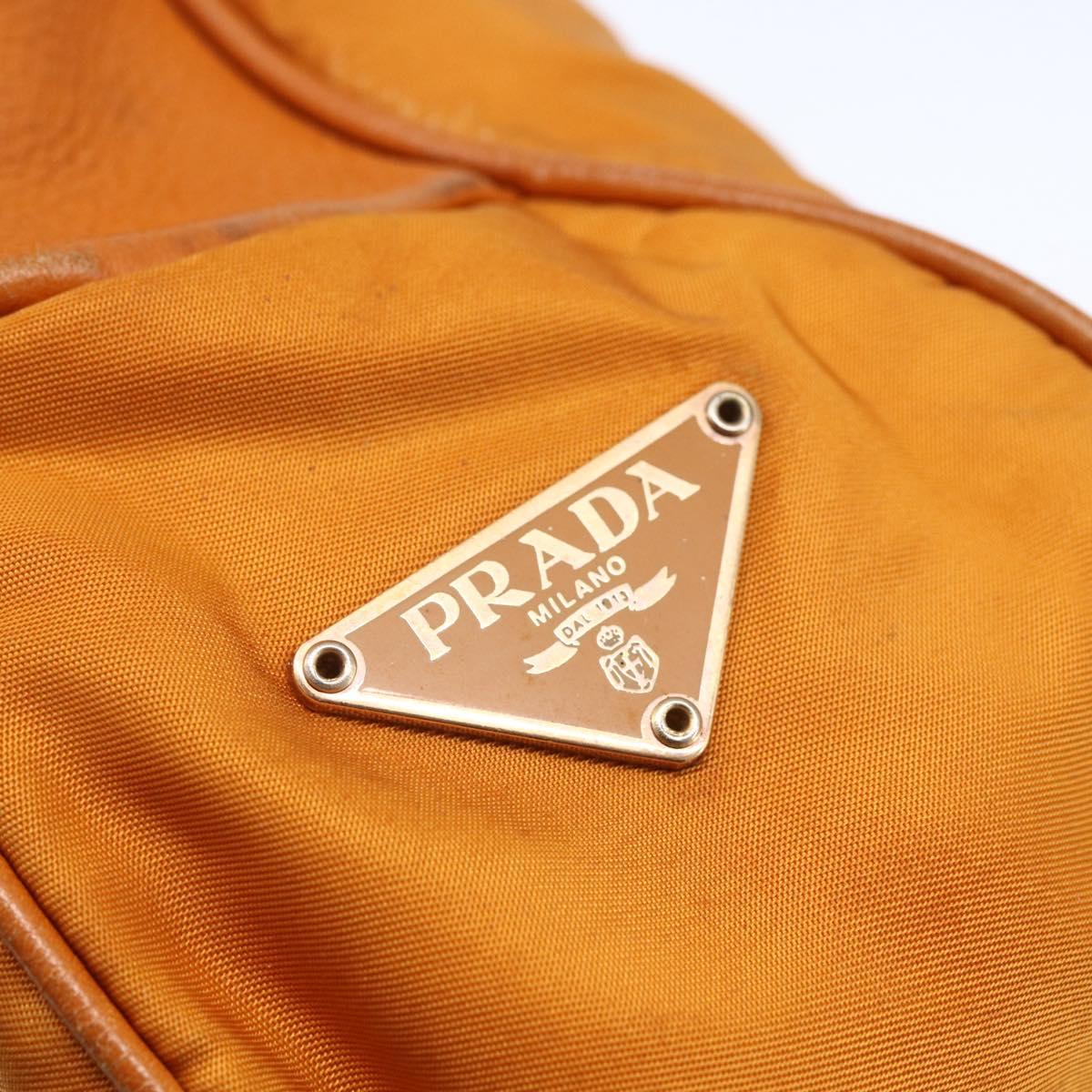 PRADA Shoulder Bag Nylon Orange Gold Auth 154692