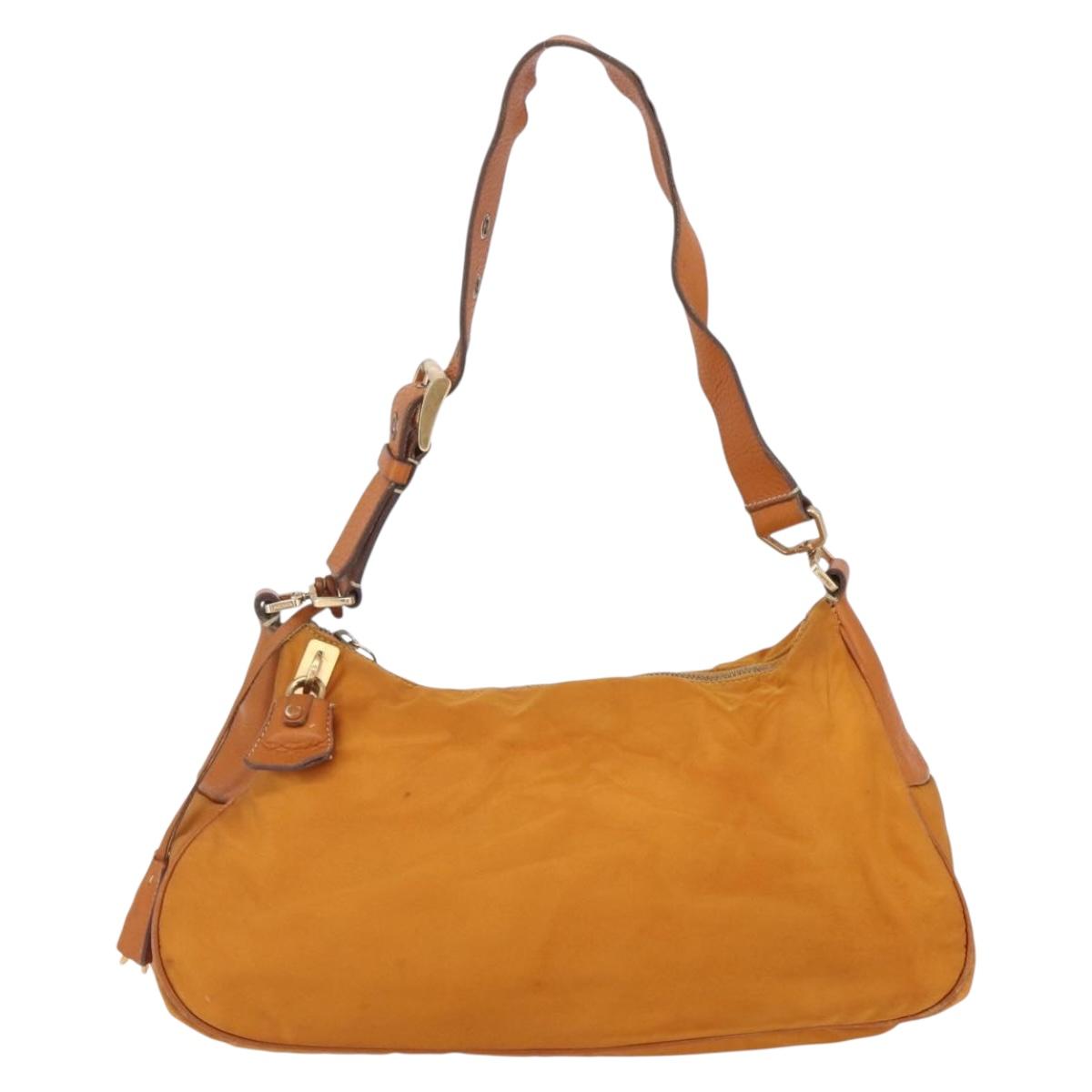 PRADA Shoulder Bag Nylon Orange Gold Auth 154692