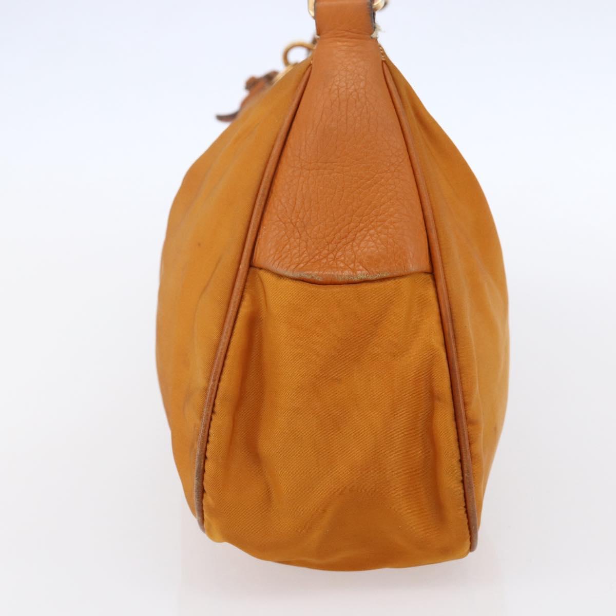 PRADA Shoulder Bag Nylon Orange Gold Auth 154692
