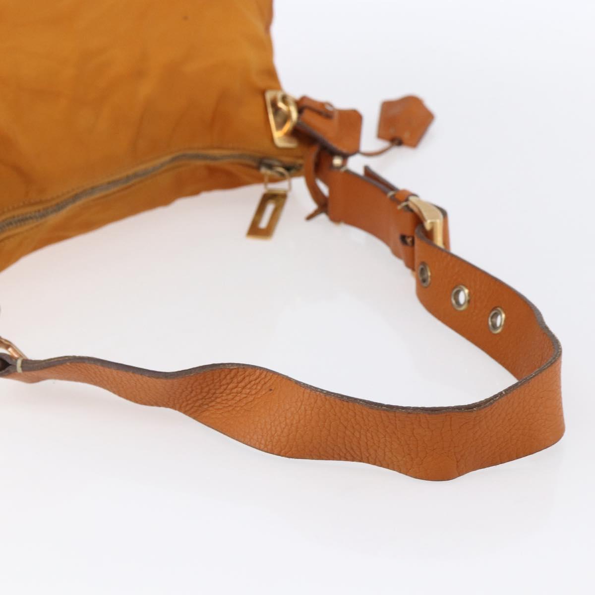 PRADA Shoulder Bag Nylon Orange Gold Auth 154692