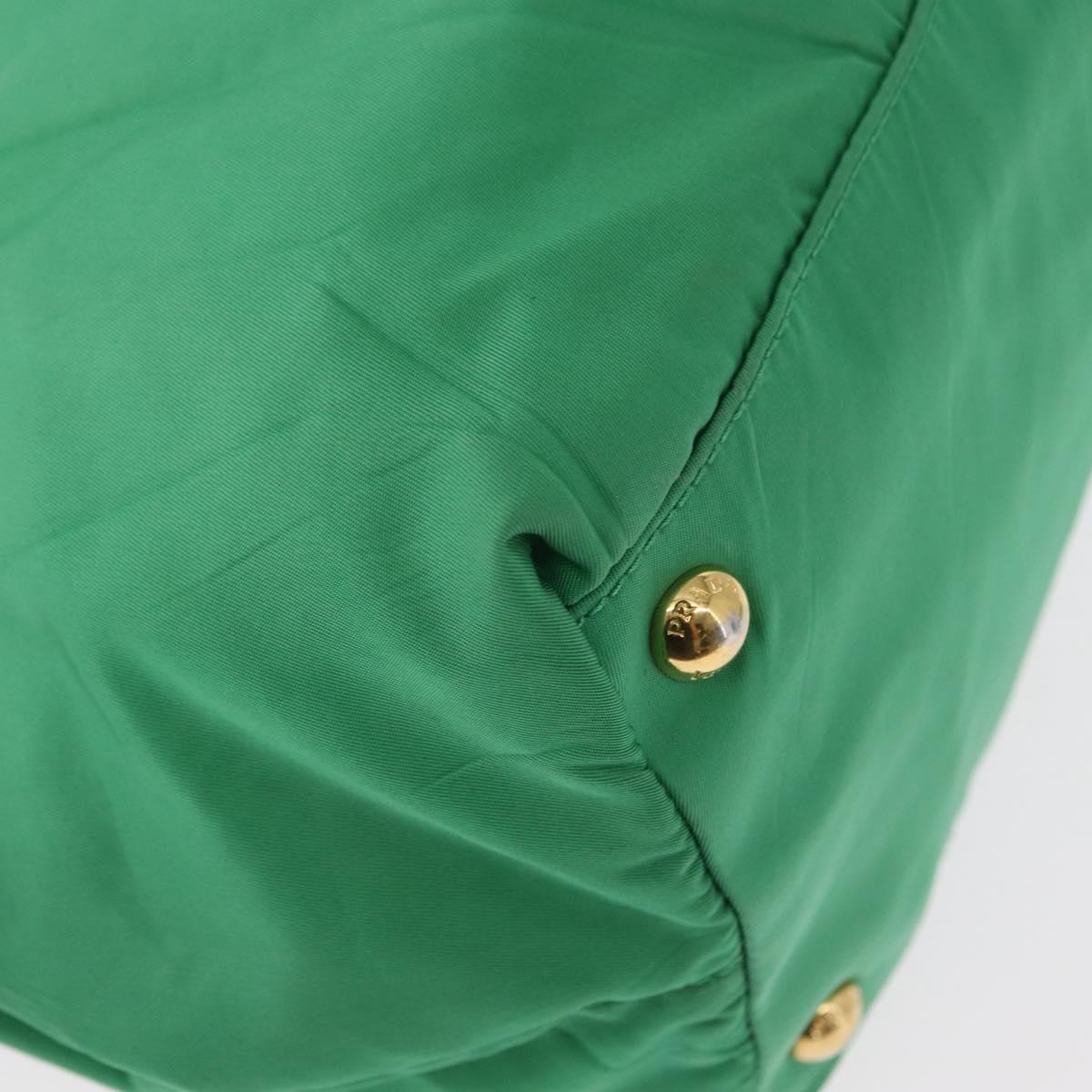 PRADA Hand Bag Nylon Green Gold Auth 154693
