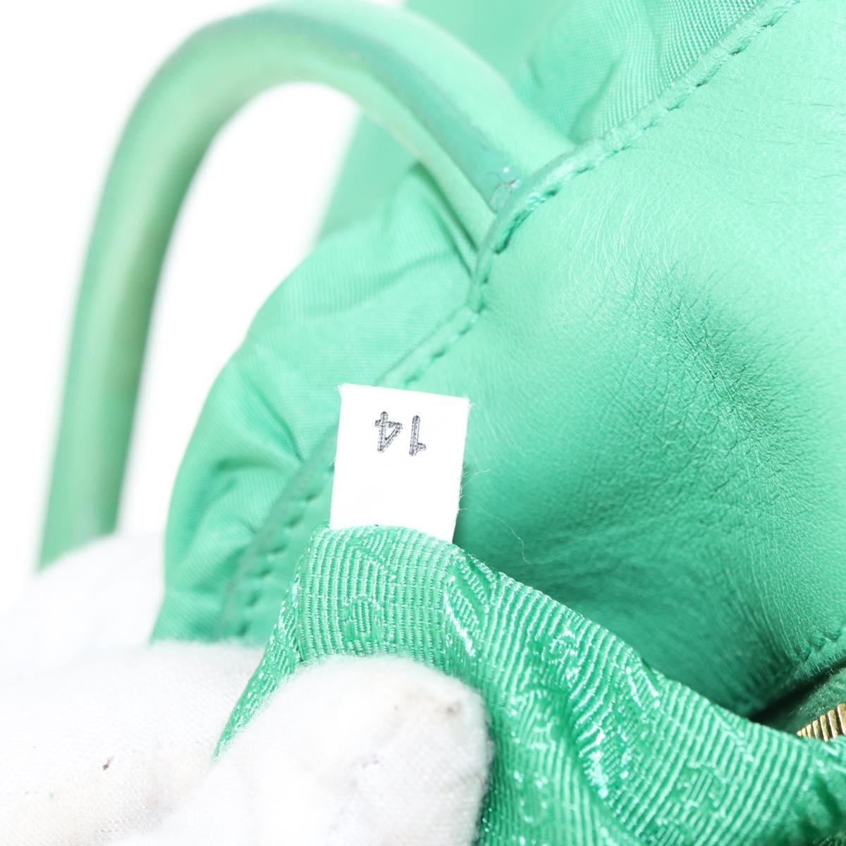 PRADA Hand Bag Nylon Green Gold Auth 154693