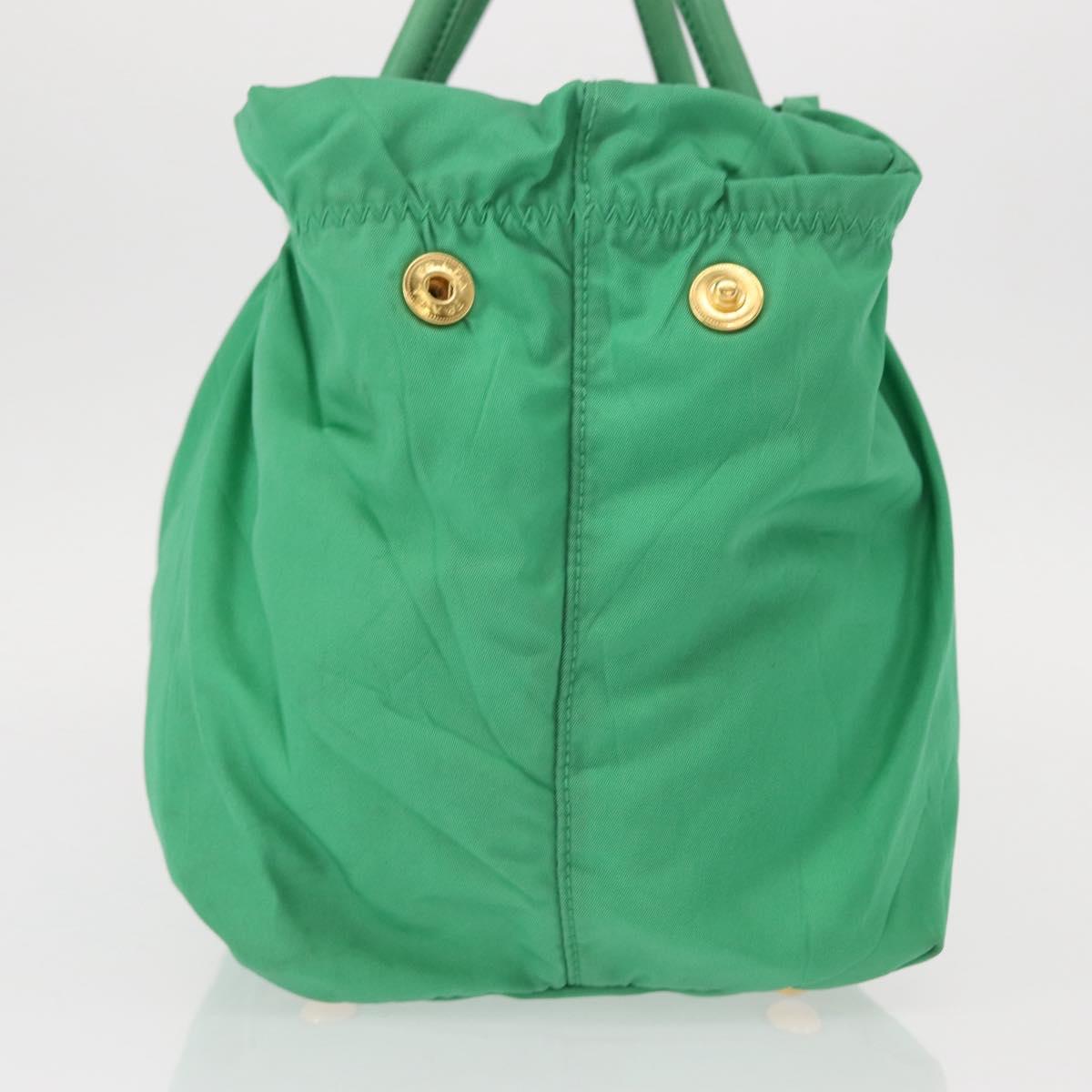 PRADA Hand Bag Nylon Green Gold Auth 154693