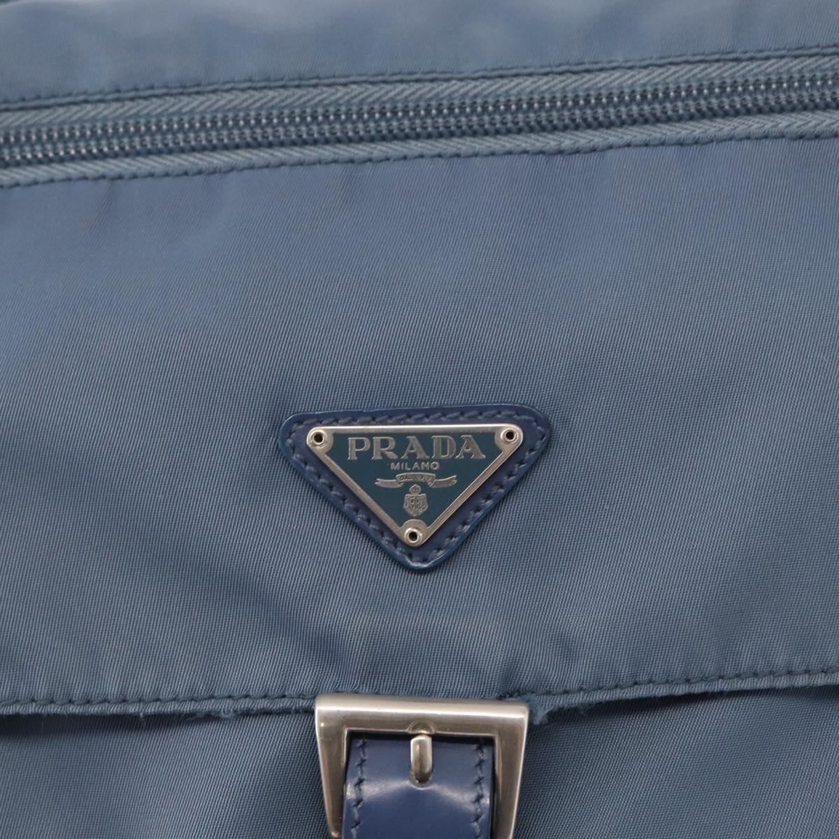 PRADA Shoulder Bag Nylon Light Blue Silver Auth 154694