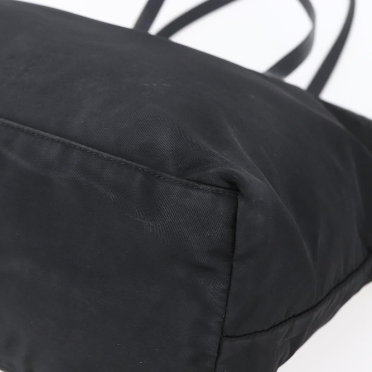 PRADA Tote Bag Nylon Black Gold Auth 154695