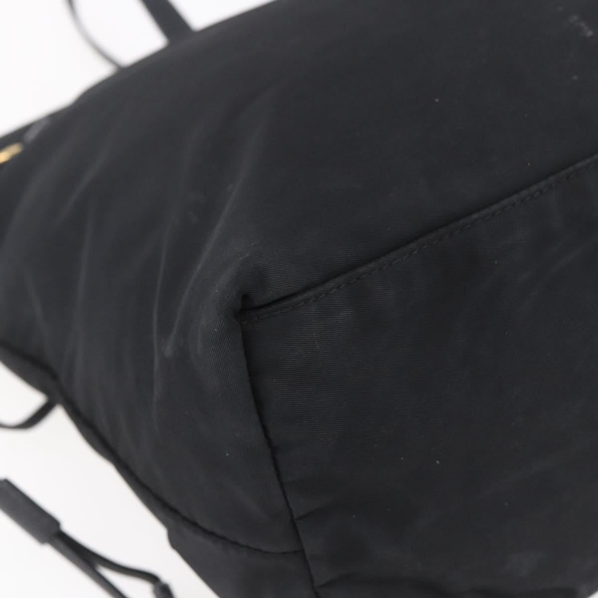 PRADA Tote Bag Nylon Black Gold Auth 154695