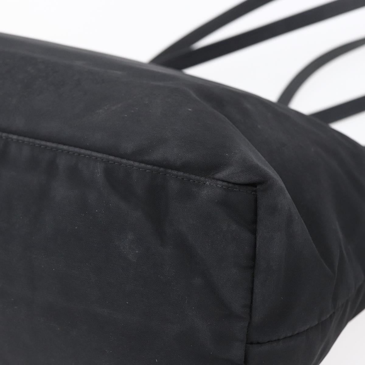 PRADA Tote Bag Nylon Black Gold Auth 154695