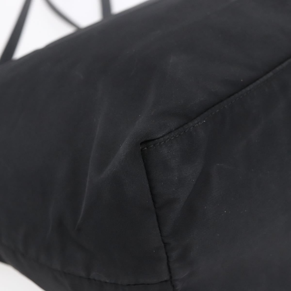 PRADA Tote Bag Nylon Black Gold Auth 154695