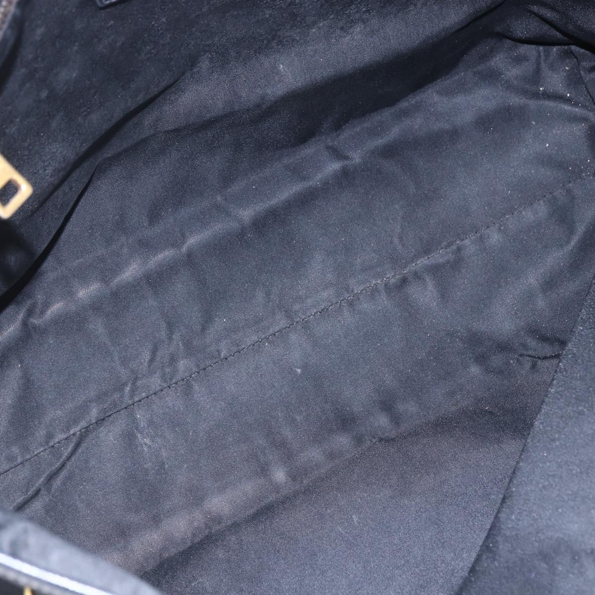 PRADA Tote Bag Nylon Black Gold Auth 154695