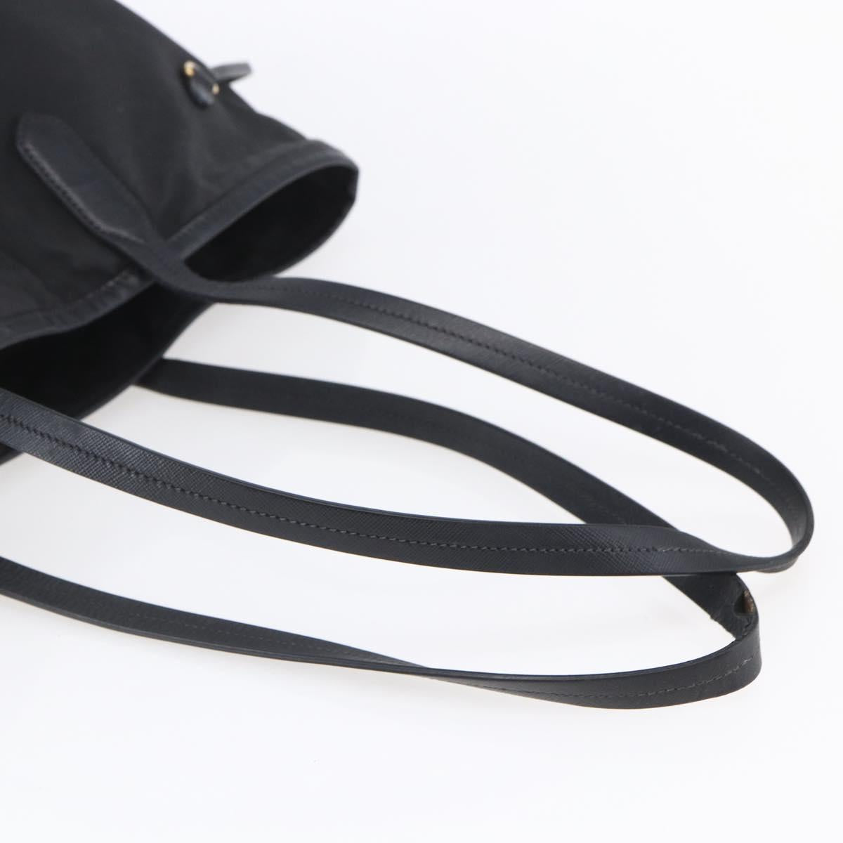 PRADA Tote Bag Nylon Black Gold Auth 154695