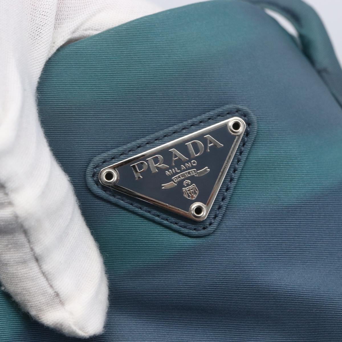 PRADA Shoulder Bag Nylon Light Blue Silver Auth 154696