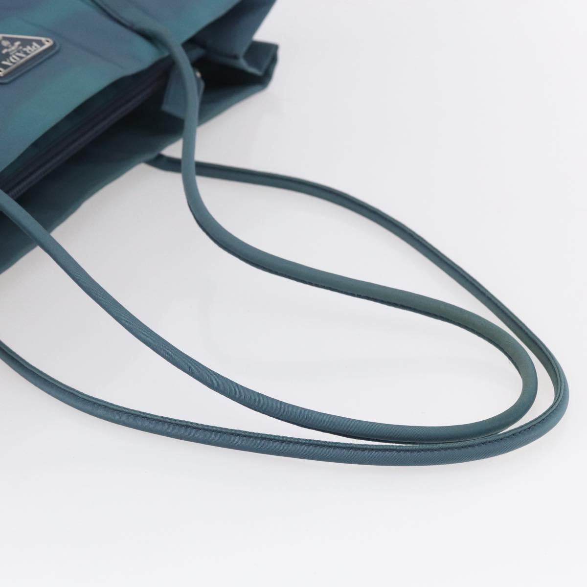 PRADA Shoulder Bag Nylon Light Blue Silver Auth 154696