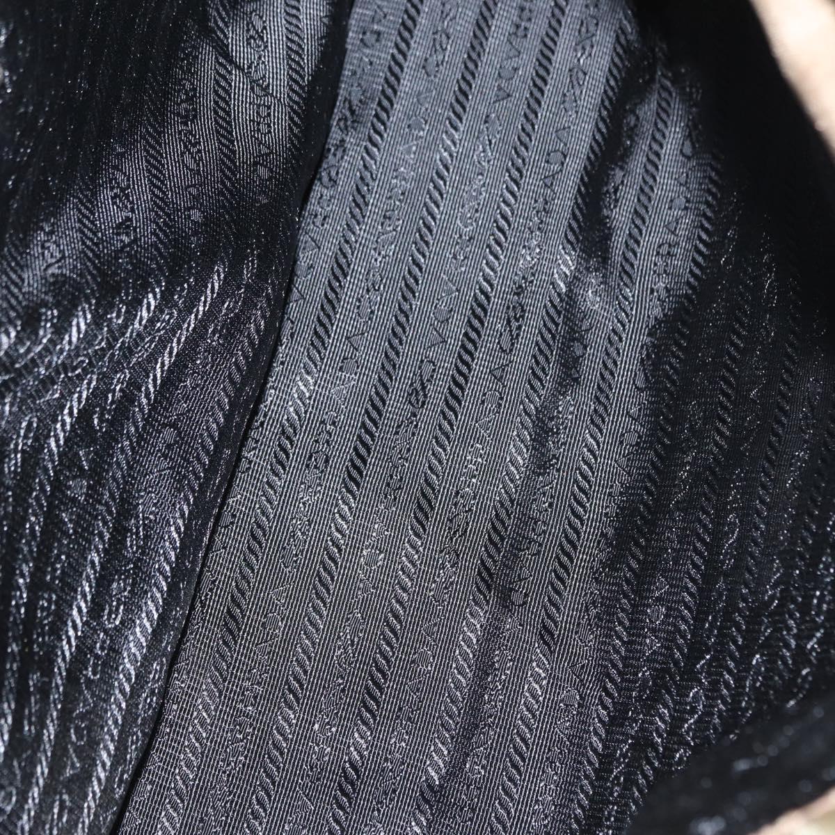 PRADA Chain Shoulder Bag Nylon Beige Silver Auth 154698