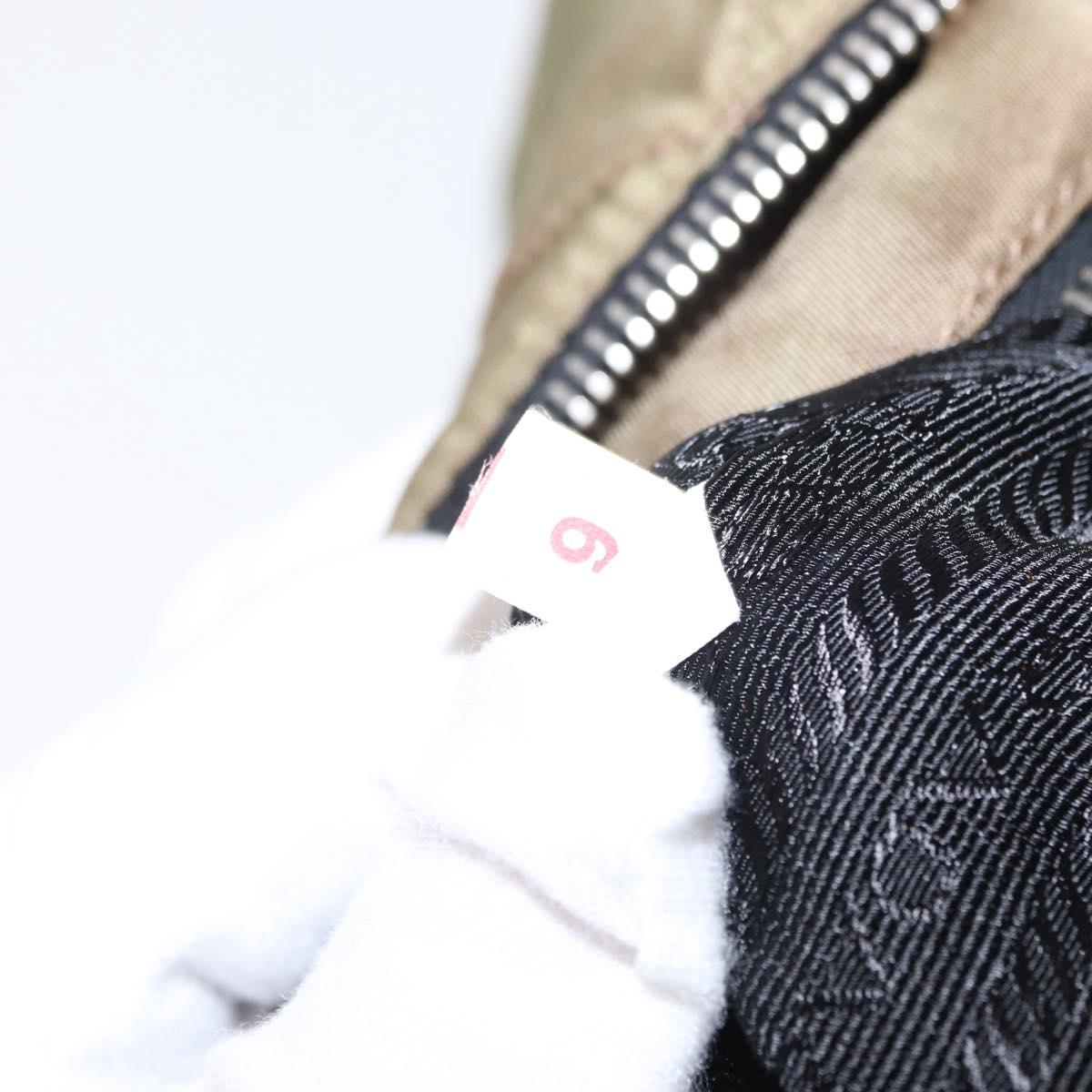 PRADA Chain Shoulder Bag Nylon Beige Silver Auth 154698