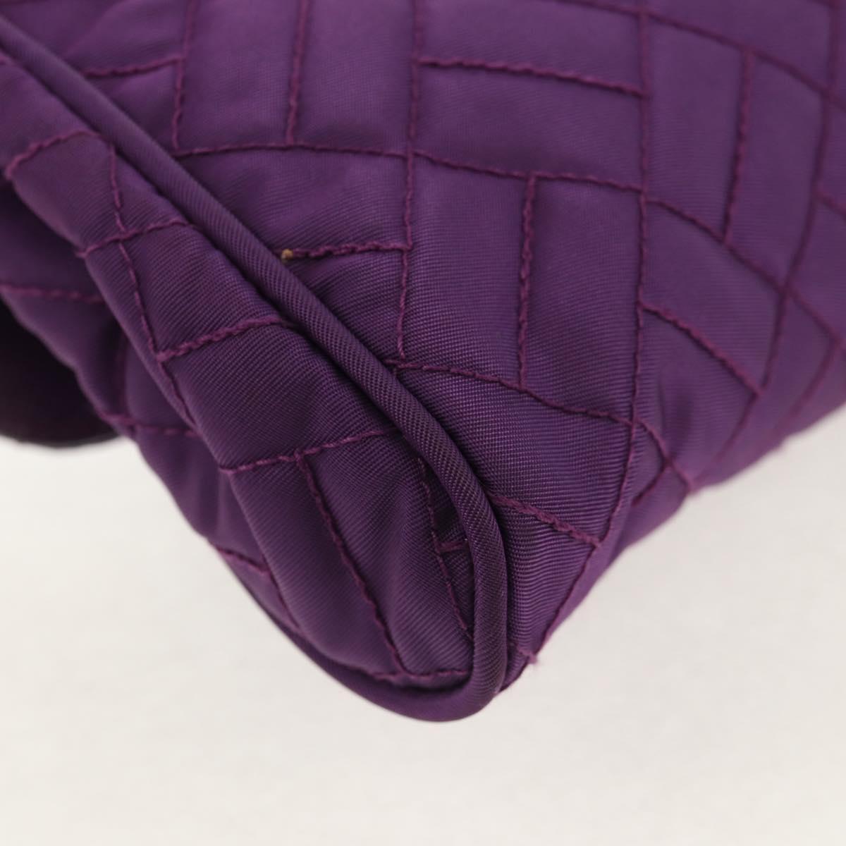 PRADA Chain Shoulder Bag Nylon Purple Gold Auth 154699V
