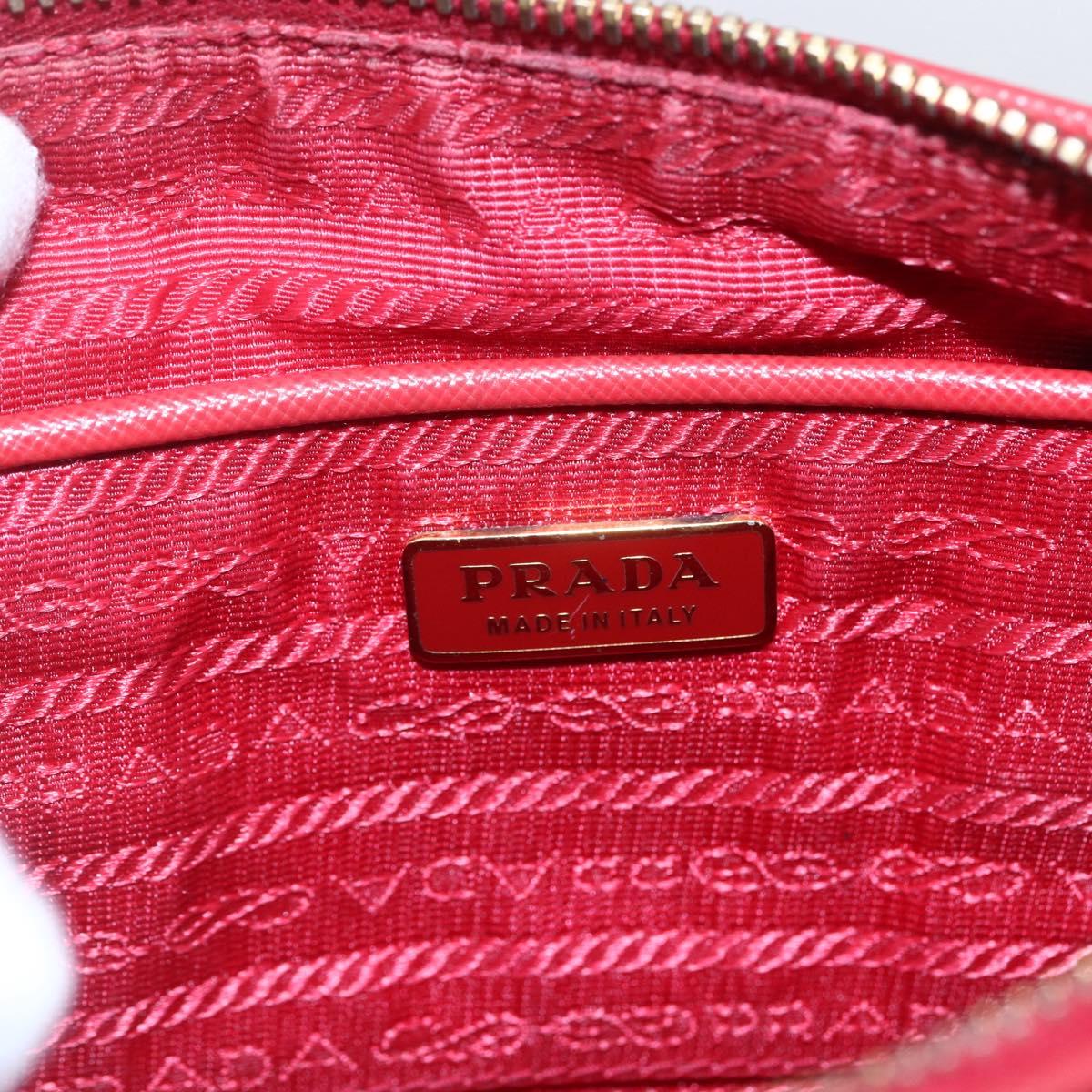 PRADA Shoulder Bag Nylon Red Gold Auth 154700V