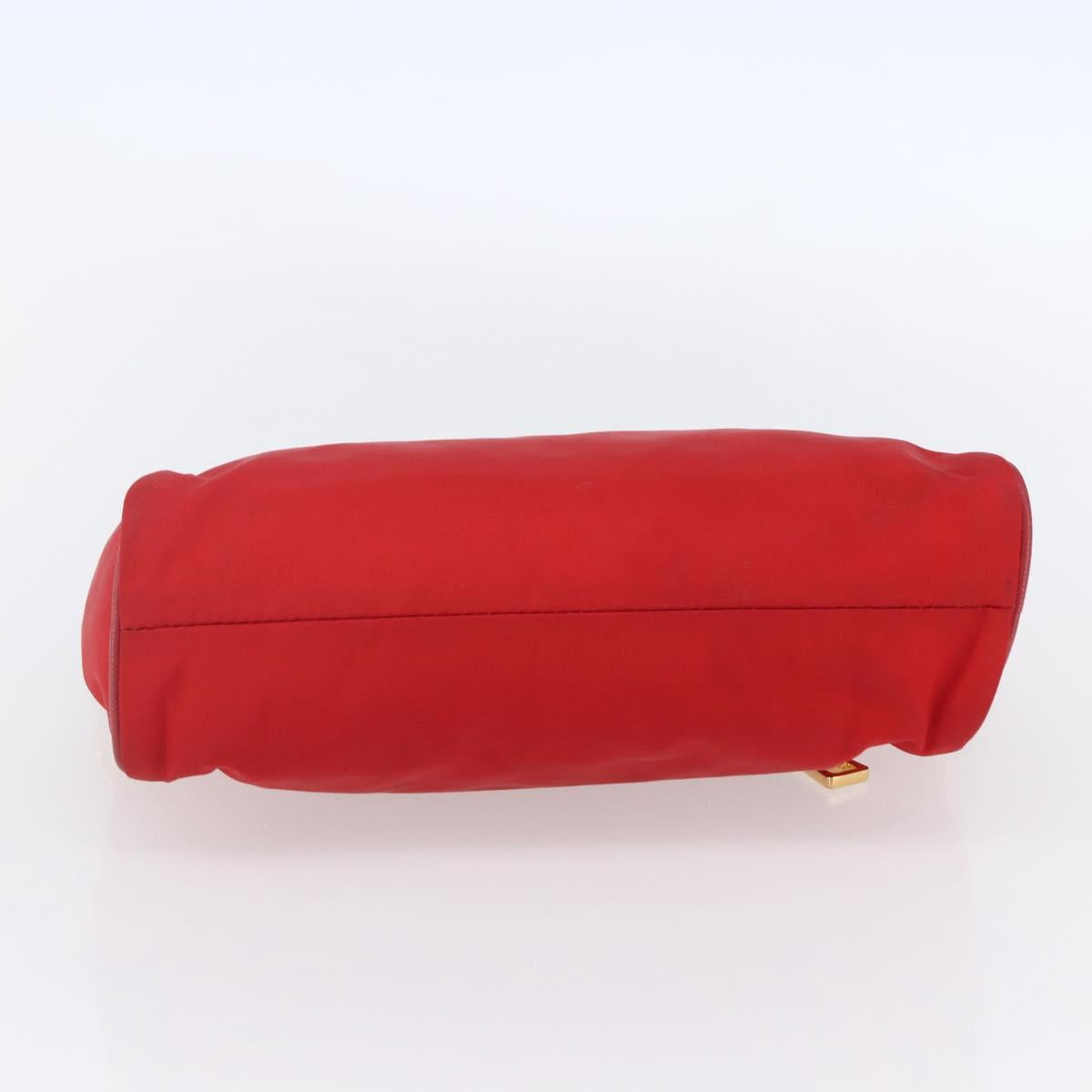 PRADA Shoulder Bag Nylon Red Gold Auth 154700V