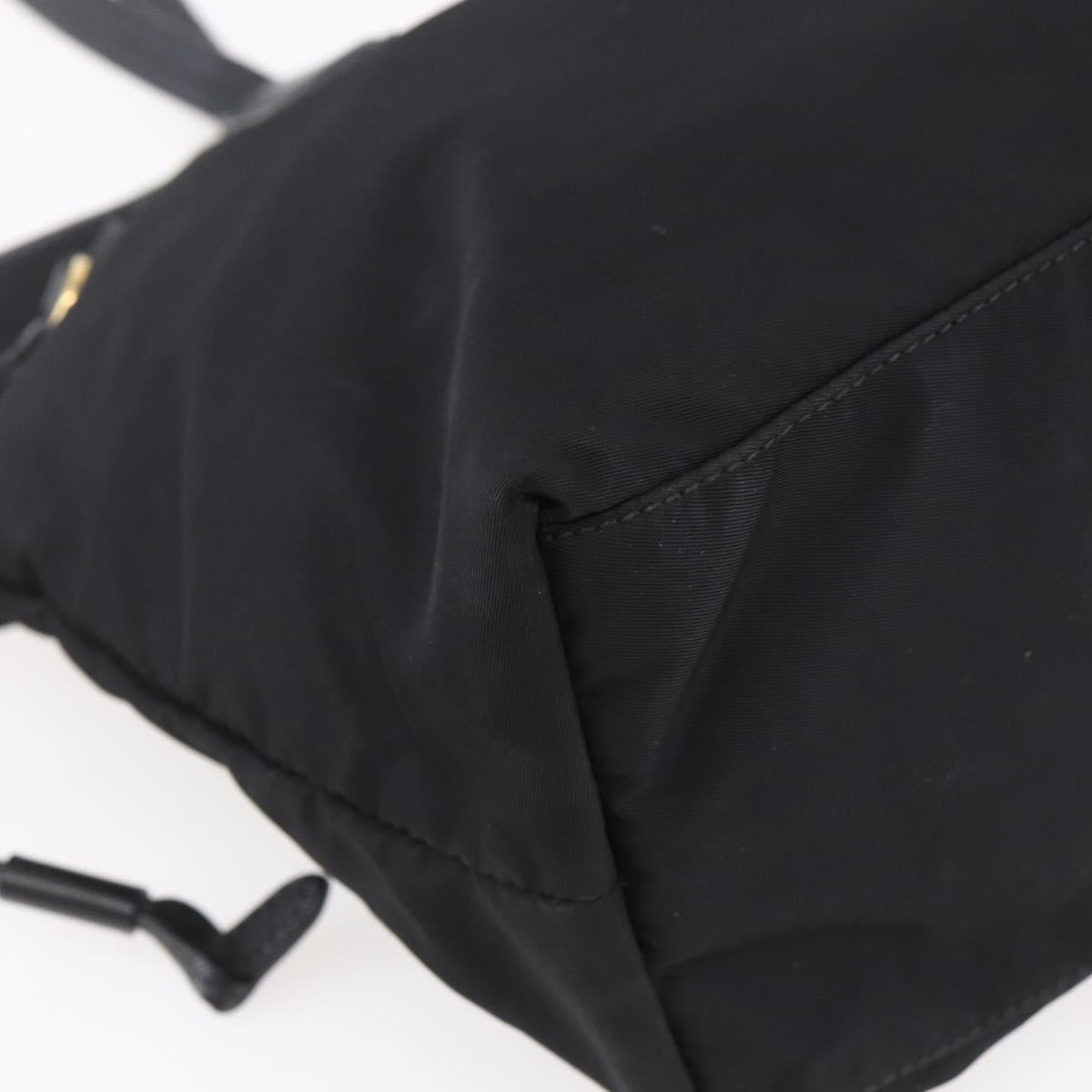 PRADA Tote Bag Nylon Black Gold Auth 154701